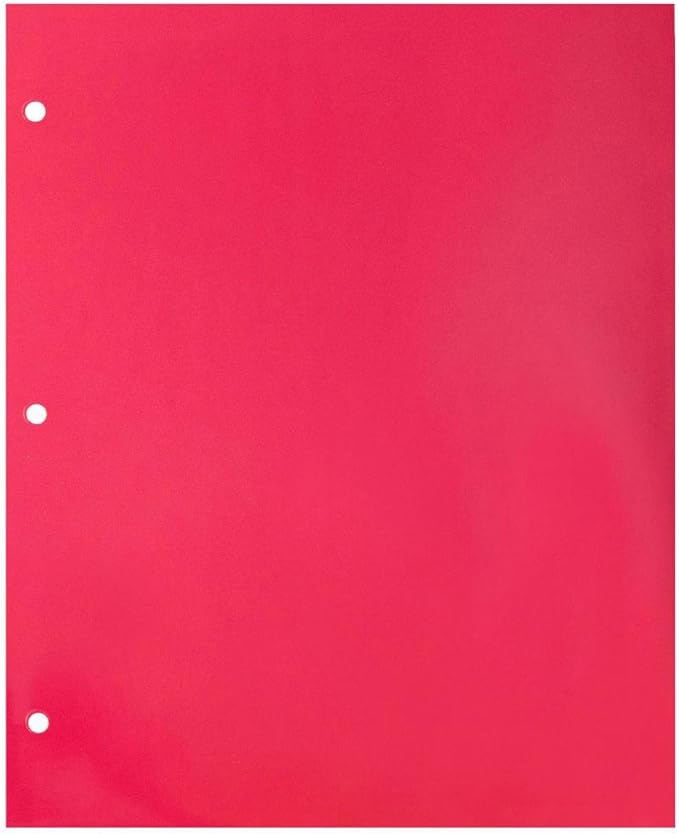 JAM PAPER Laminated Two Pocket Glossy 3 Hole Punch School Folders - Letter Size - High Gloss Fuchsia Hot Pink - Bulk 25/Pack