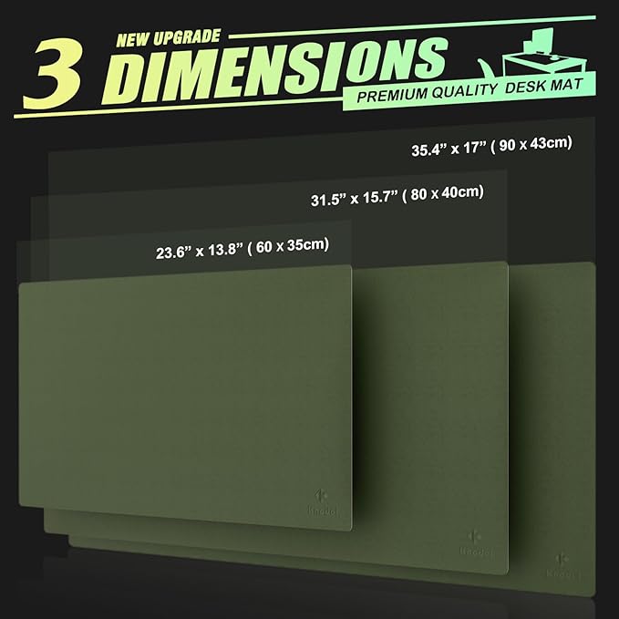 K KNODEL Small Office Leather Desk Mat, Mouse and Keyboard Pad, Computer and Laptop Mat, Desktop Protector and Cover, Writing Pad and Blotter (23.6"x13.8", Dark Green)