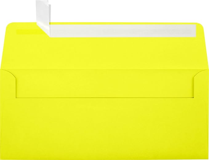 LUXPaper #10 Business Envelopes | Peel & Press | 4 1/8" x 9 1/2" | Citrus Yellow | 80lb. Text | 50 Qty