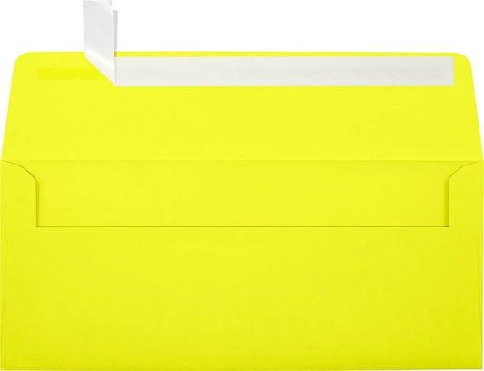 LUXPaper #10 Business Envelopes | Peel & Press | 4 1/8" x 9 1/2" | Citrus Yellow | 80lb. Text | 50 Qty