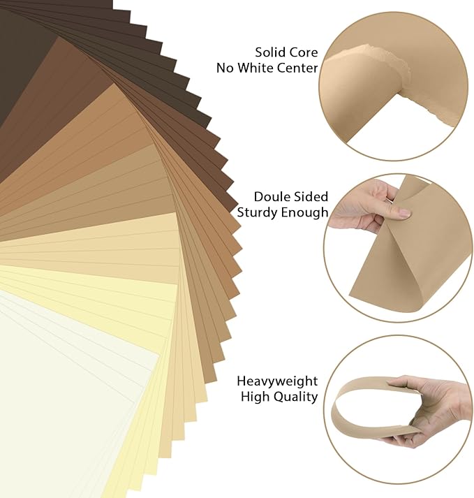 OcePor 80 Sheets Brown Cardstock Paper, Colored Printer Paper 8.5 x 11, Thick Construction for Cards Making, Scrapbook，Office Printing, Invitations, Certificates，DIY Crafting 92 lb/250gsm
