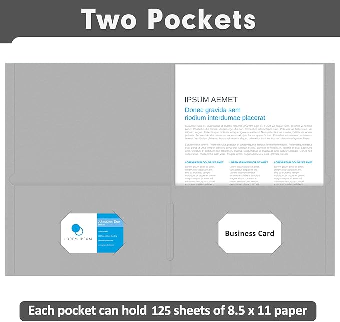 Two Pocket Folders, PANDRI 125 Pack 2 Pocket Folders, Letter Size Paper File Folder for School Office Home Business, Assorted 5 Colors