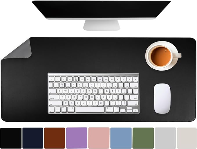 Large Mouse Pad 31.5"x15.7" Black Desk Mat for Desktop Computer Desk Pads on Top of Desks Non-Slip PU Leather Cute Office Desk Accessories Supplies Laptop Cover Mats for Keyboard and Mouse