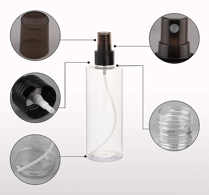 Yebeauty Empty Spray Bottles for Essential Oils, 8oz Refillable Clear Plastic Misting Spray Bottles Atomizer Fine Mister Spray Bottle for Beauty Products, Cleaning, Pack of 2