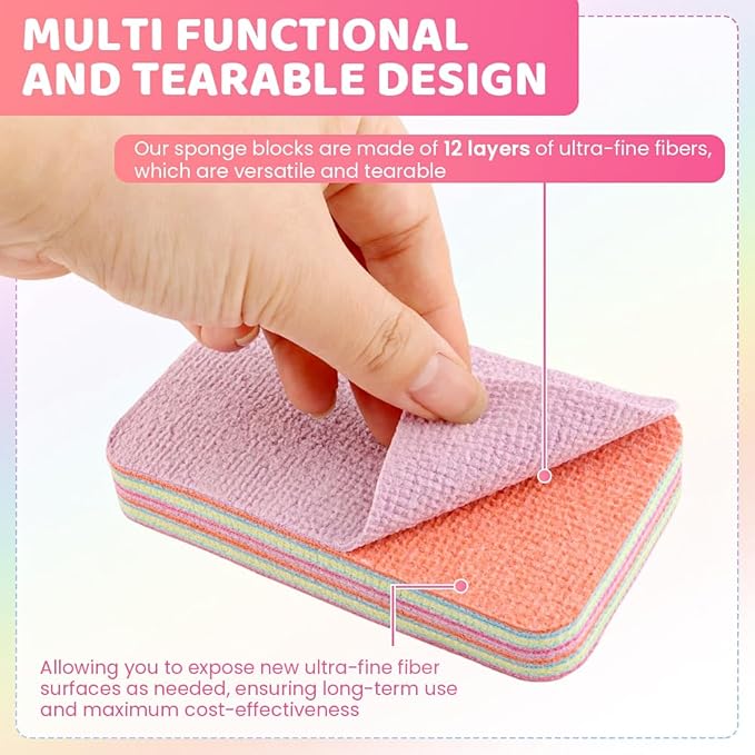 4 Pack 12-Layer Peelable Microfiber Sponges – Ultra Absorbent Reusable Cleaning Pads for Kitchen & Household Cleaning