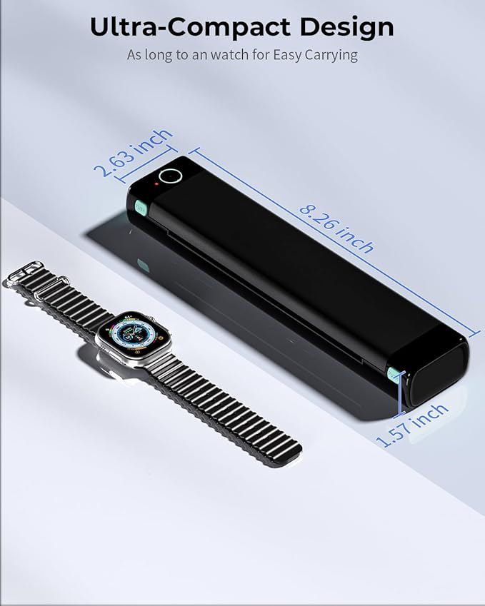 Phomemo Portable Printers Wireless for Travel, M08F Thermal Bluetooth Printer Support for 8.5"x11" US Letter, Small Inkless Printer Compatible with iOS, Android, Laptop for Car, Office, Home