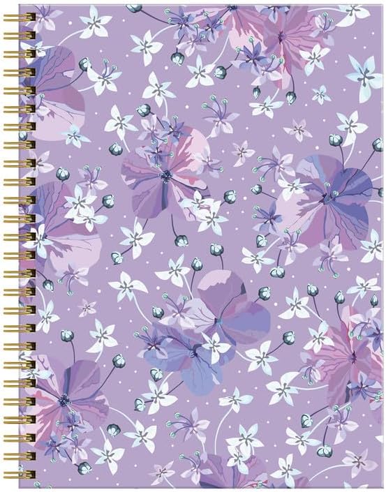 Spiral Journal Notebook for Women,A5 College Ruled Notebooks 6"x 8.4", 120 Pages (60 Sheets) Lined Journal with Premium Thick Paper,Perfect for School Office Home(Purple Floral)