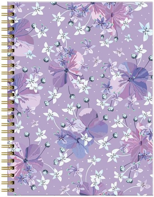 Spiral Journal Notebook for Women,A5 College Ruled Notebooks 6"x 8.4", 120 Pages (60 Sheets) Lined Journal with Premium Thick Paper,Perfect for School Office Home(Purple Floral)
