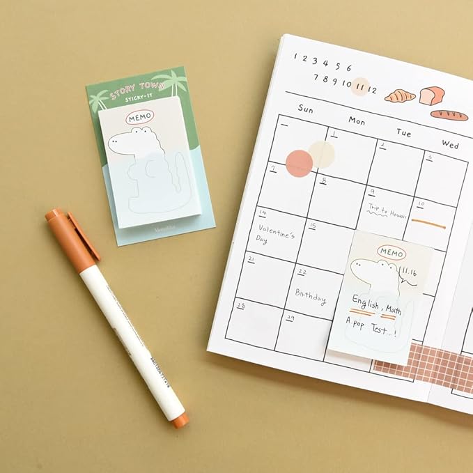 Monolike Story Town Sticky-it - 6p Set Self-Adhesive Memo Pad 50 Sheets