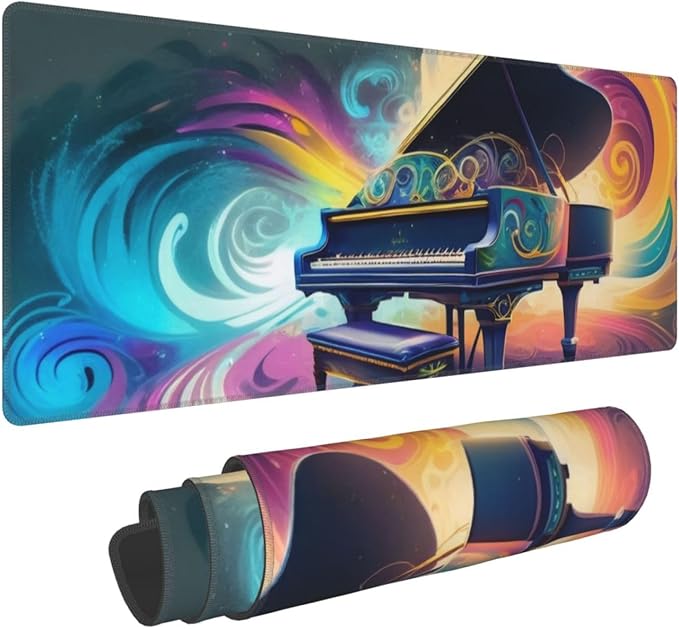 Gaming Mouse Pad, Large Non-Slip Rubber Base Mousepad, Keyboard Mouse Mat, Desk Pad with Stitched Edges, 31.5x11.8inch, Paino