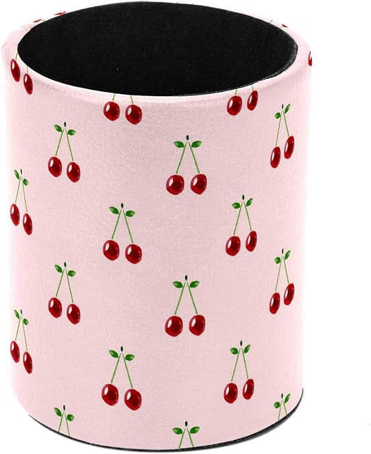 Cherry Pencil Box, Multiple-Use Desk Writing Stationary Organizer Pen Holder Cups Office School Supplies Storage