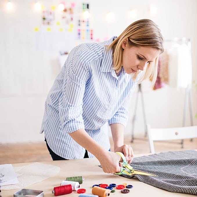 Gold Scissors, Stainless Steel Blade with Acrylic Handle, All Purpose Scissor for Office, School, Home, Fabric Shears, Tijeras (6.3" Yellow Green)