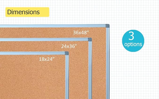 Bulletin Board Corkboard Cork Board Wall Notice Board 36 x 24 Inches Inches Photo Board Picture Board Pin Board Aluminium Frame Tabla de corcho