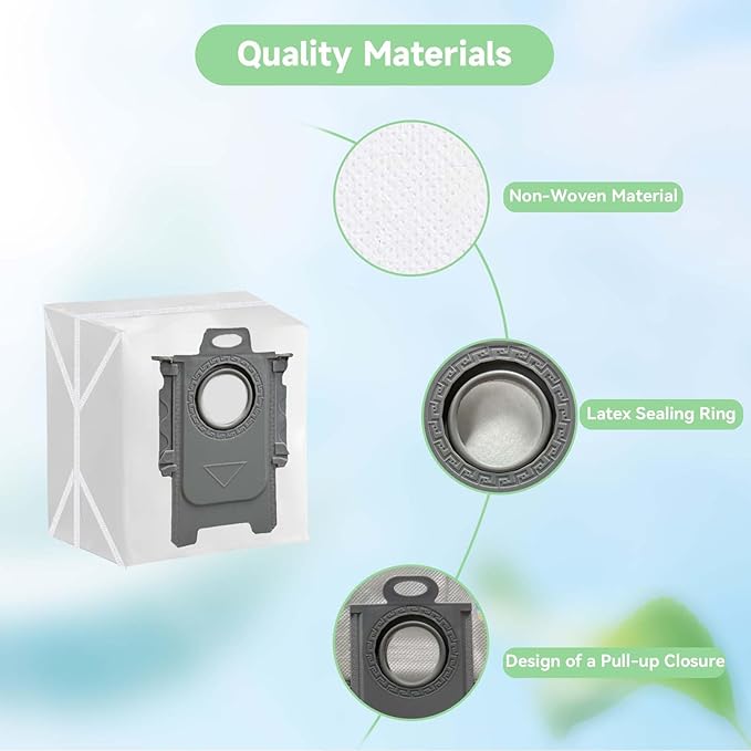 14 Pack Q5 Bag Replacement for Roborock Q7 M5+, Q5 Max+, Q10 s5+, Q10 X5+, Q8 MAX+, Q7 MAX+, S7 Max Ultra, S8+ Robot Vacuum, Large Capacity Bags