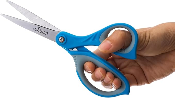 LIVINGO Scissors for School - Sharp Pointed Tip All Purpose Scissors Students Teachers Crafts Middle High School College Office Home, Blue, Green, Purple, 3 Pack, 7 Inch