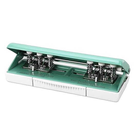 6 Hole Punch, Adjustable Spacing Hole Puncher for A4 A5 B5 A6 A7, for Home Office School Supplies, Design, Green