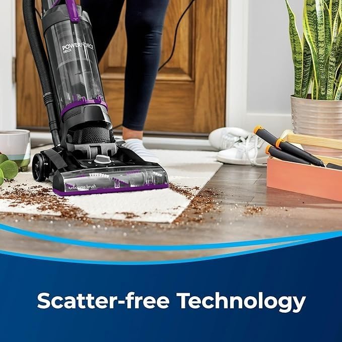 BIISSELLL Power Force Helix Bagless Upright Vacuum, Powerful Suction for Pet Hair,Carpet, Tile & Hardwood,Cleaning, Scatter-Free Technology, Large Dirt Tank, 23ft Cord, 5 Height Settings (Violet)