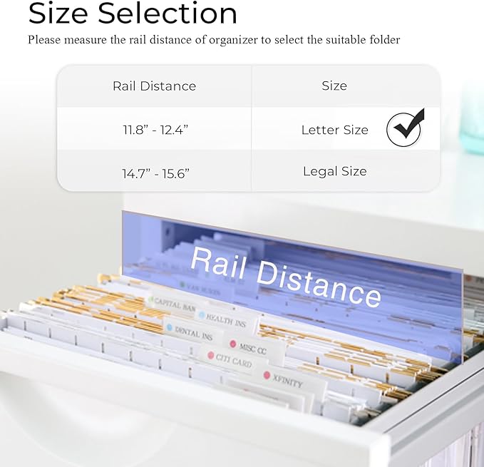 Y YOMA Letter Size - 12 Pack Colored Hanging File Folders Decorative Hanging Folder Cute Pretty File Folder for Filing Cabinet Office Home with 1/5-Cut Adjustable Tabs, Morandi Blue