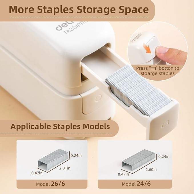 deli Stapler, Desktop Staplers with 1660 Staples and Integrated Staple Remover, 40 Sheet Capacity Office Stapler, 2 Pack, White
