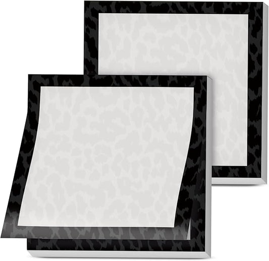 Sticky Notes, 2 Pads, 3x3 inches, Cute Colorful Fun Self-Stick Note Pads, Easy Post, Strong Adhesive Notepad Black Leopard Texture