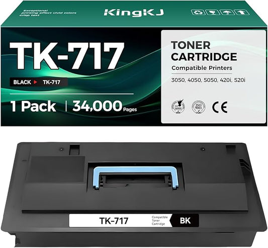 TK-717 TK717 Toner Cartridge Black 1-Pack High Yield Replacement for Kyocera TK-717 TK717 1T02GR0US0 Toner Cartridge Compatible with Kyocera KM-3050 KM-4050 KM-5050 TASKalfa 420i 520i Printer Copy Ink