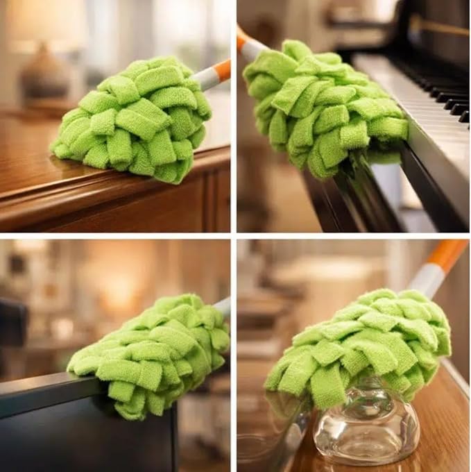 360° Electrostatic Duster Refills, Sustainable Choice for a Dust-Free Home, Washable & Reusable Duster Refills, for Furniture Electronics Blinds (1 Handle + 5 Refills)
