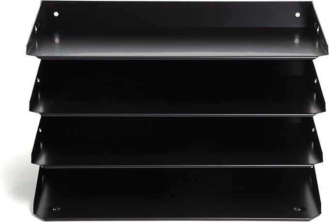 Huron Desktop Horizontal 4-Slot Legal File Binder Organizer Storage Letter Tray, Black Commercial Grade Steel
