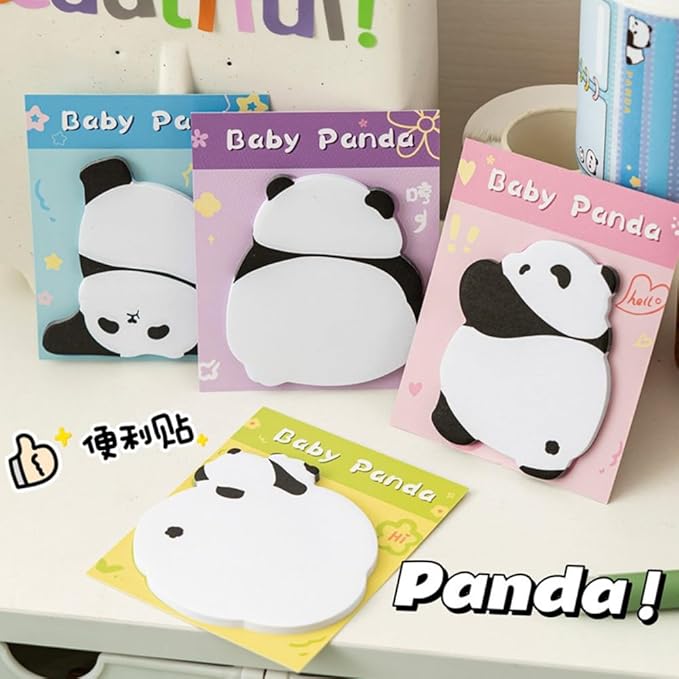 4 Adorable Panda Sticky Notes, Unique Styles, Fun Stationery Collection Add