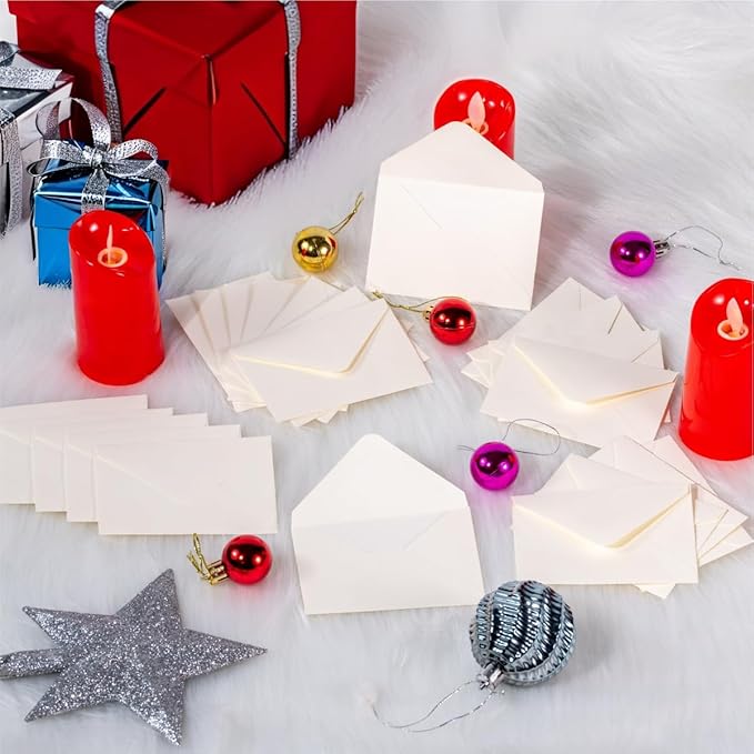 100 Pack 4 x 2.75" Mini Envelopes 120GSM Cream Gift Card Envelopes Bulk Small Paper Gift Card Sleeves Greeting Card Business Card Tiny Envelope Pockets for Card & Invitation
