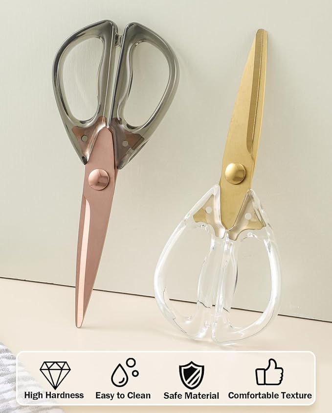 Kitchen Scissors All Purpose, ARCHIKING Kitchen Shears Cooking Scissor, Meat&Poultry Shears,Acrylic Handle Stainless Steel Utility Scissors with Comfort Grip Everyday Use (Brown)