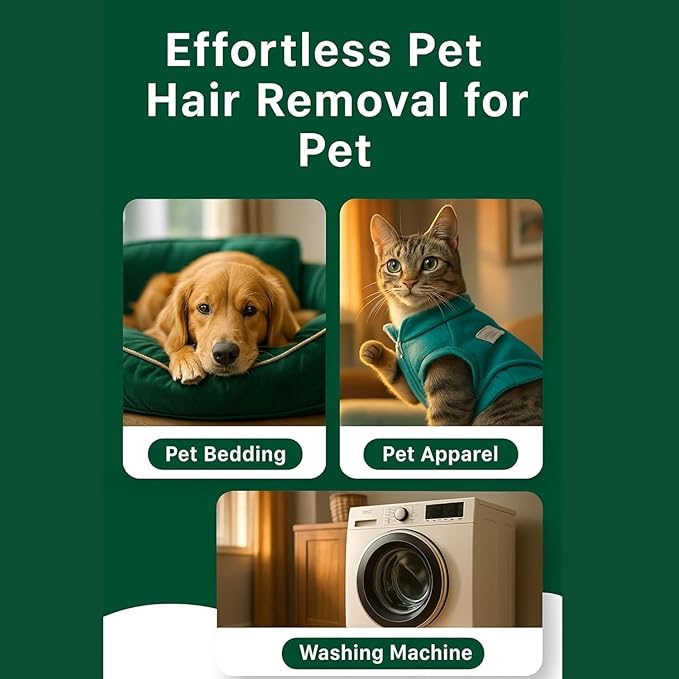 Pet Hair Dissolver for Washing Machine - Dog & Cat Hair Remover, 96.7% Hair Dissolution, Stain/Hair Remover for Laundry, Up to 6 Months of Use, HE/Top/Front-Load Compatible, Septic Safe