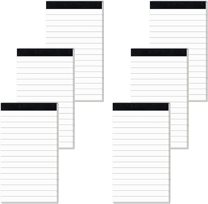 6 Pcs Note Pads Refills 3 x 5 inches Memo Small Notebook Writing Pads with 30 Sheets Each Pad College Ruled Lined Paper NotePads White