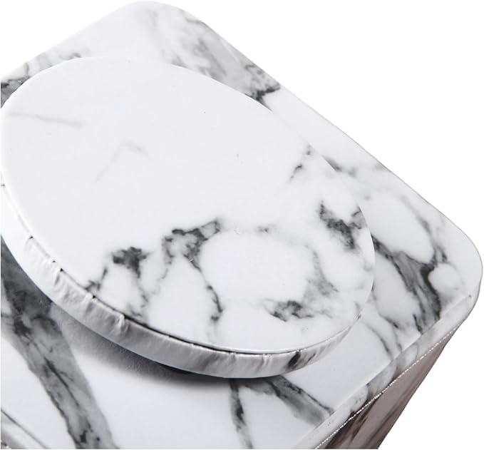 PU Leather Remote Control Holder,360 Degree Spinning Desk TV Remote Caddy,Desk Organizers and Accessories,for Controller,Media,Mail,Calculator,Mobile Phone,Pen Storage Holder(White Marble)