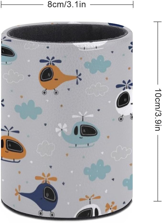 Helicopter Pen Holder Pencil Organizer Cute Pencil Cup Desk Decor Makeup Brush Holder PU Multifunctional Office Suppliesfor Home Classroom School