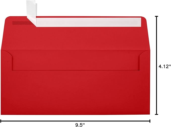 LUXPaper #10 Business Envelopes | Peel & Press | 4 1/8" x 9 1/2" | Ruby Red | 80lb. Text | 500 Qty
