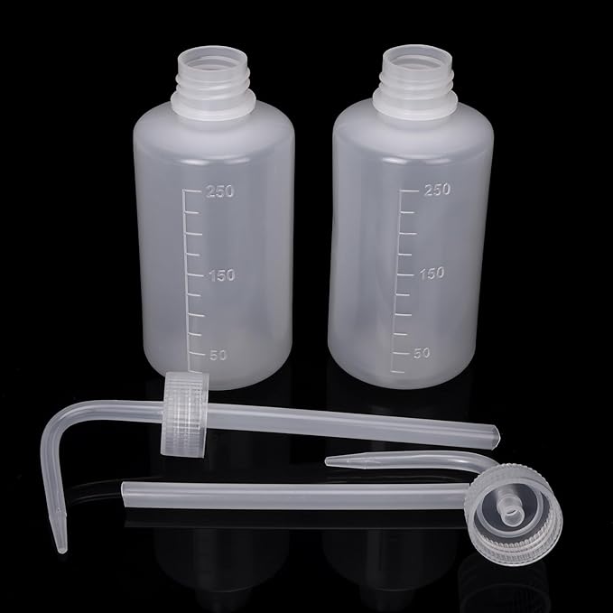 DEPEPE 6-Pack 250ml Squeeze Bottles for Liquids, LDPE Plastic Safety Squirt Bottle with Narrow Mouth & Scale Labels, Small Watering Can for Indoor Plants, Lab Tattoo Cleaning Tools
