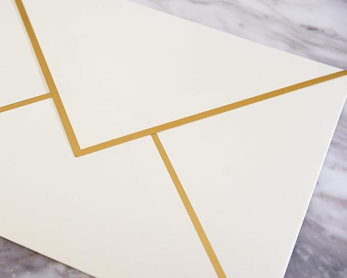 A7 Envelopes - V Flap Foil Border Luxury Mailing Envelopes for 5" x 7" Cards - for Wedding, Invitations, Baby Shower, Photos, Graduation, Birthday, Bridal Shower - 5.25" x 7.25" (Ivory, 25 Pack)
