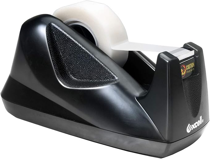 Excell EX-11419BK Desk Tape Dispenser (1" core) with Non-Skid Base, Desktop Tape Dispenser Design for Home, Office, Gift Store and Wrapping Purpose (1)