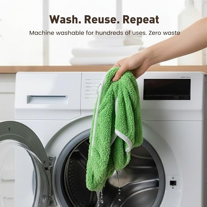 Reusable Mop Pads, Reusable Microfiber Mop Pads Compatible with Sweeper Mops, Replacement Wet Mopping pad Refills & Washable Dry Sweeping Cloths for Surface/Hardwood Floor Cleaning (Green-10PCS)