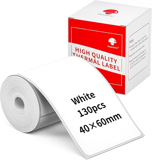 M110 Labels Compatible with Phomemo M110/M120/M200/M220/M221 Label Maker Printer, Black on White, 1.57"x 2.36"(40x60mm), Multi-Purpose Self-Adhesive Thermal Labels