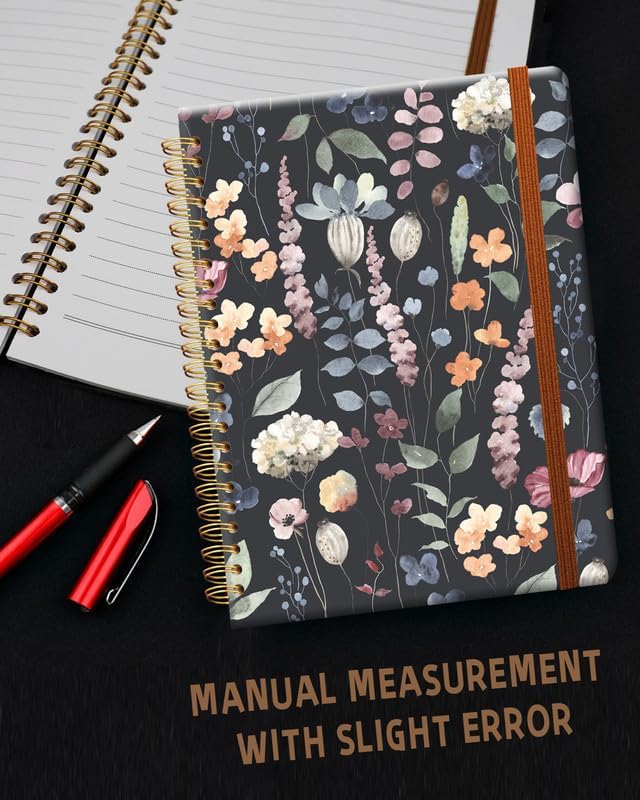 Ruled Spiral Writing Notebook,A5 Hardcover Lined College Journal for Women Lady Girl,Strong Twin-Wire Binding with Premium Paper,8.4" X 6",Perfect for School,Office,Home Gifts(Beigo Spring Flower)