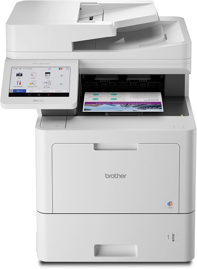 Brother MFC‐L9610CDN Enterprise Color Laser All‐in‐One Printer with Fast Printing, Large Paper Capacity, and Advanced Security Features, White