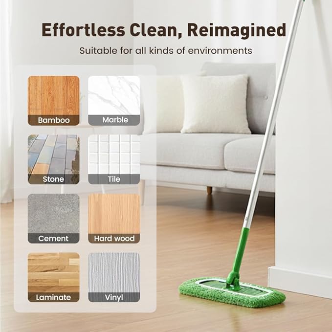 Reusable Mop Pads, Reusable Microfiber Mop Pads Compatible with Sweeper Mops, Replacement Wet Mopping pad Refills & Washable Dry Sweeping Cloths for Surface/Hardwood Floor Cleaning (Green-8PCS)