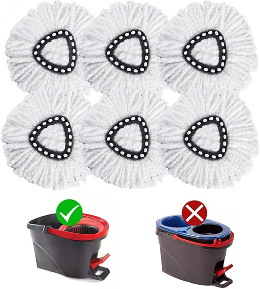 Matthew Cleaning 6Pack White Microfiber Spin Mop Replacement Head Compatible with EasyWring Spin Mop Replace Head-EasyWring High Absorbency,Machine Washable,Microfiber Spin Mop Refills
