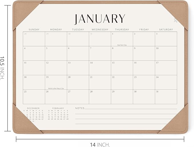 Jotsome Desk Calendar 2025-2026 with Desktop Mat, Desk Pad Calendar From Now to December 2026 14x10.5 inch, Desk Blotter Calendar for Home Office and School, Easy Planning, Apricot