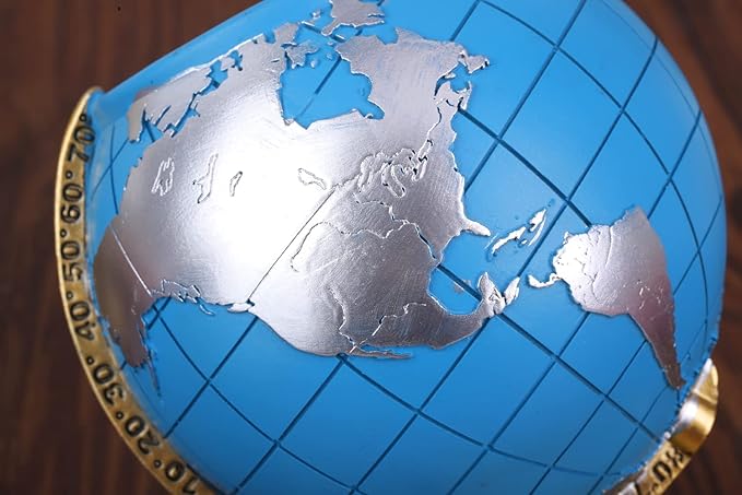 Globe Pen Holder Desk Decor Organizer Cute Cool Fun Vintage Pencil Cups Gifts for Teacher Kids Men Desk Accessories for Office Home School (Blue)