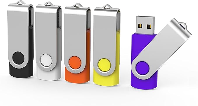 Aiibe 5pcs USB Flash Drive 4GB Pen Drive Thumb Drives USB Drive (5 Colors: Black Red Yellow White Purple)