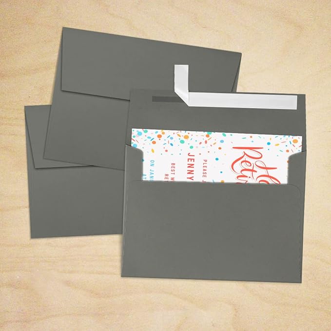 LUXPaper A7 Invitation Envelopes | Peel & Press | 5 1/4" x 7 1/4" | Smoke Gray | 80lb. Text | 50 Qty
