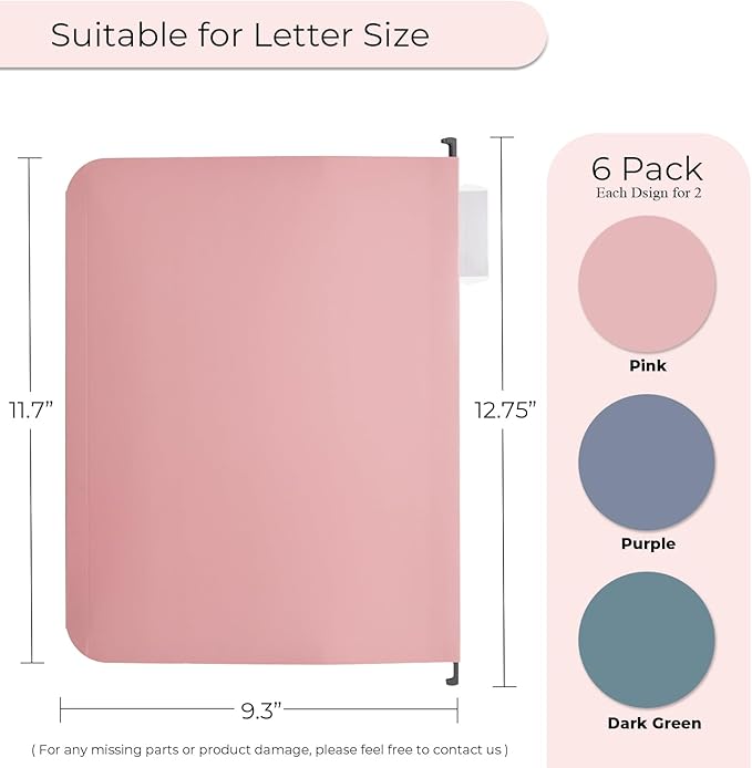 Y YOMA Letter Size - 6 Pack Extra Capacity Hanging File Folders Accordion Decorative Reinforced File Folder Cute Colored Expandable Folder for Office Home with 1/5-Cut Adjustable Tabs, Warm Color