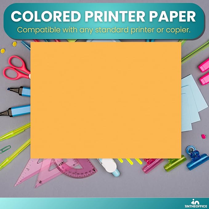 1InTheOffice Colored Copy Paper, Printer Paper, 20 lbs., 8.5" x 11", Goldenrod Pastel, 500 Pack